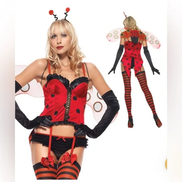 Leg Avenue Sexy Sweetheart Bug Costume Red and Black Ladybug - Picture 2 of 4